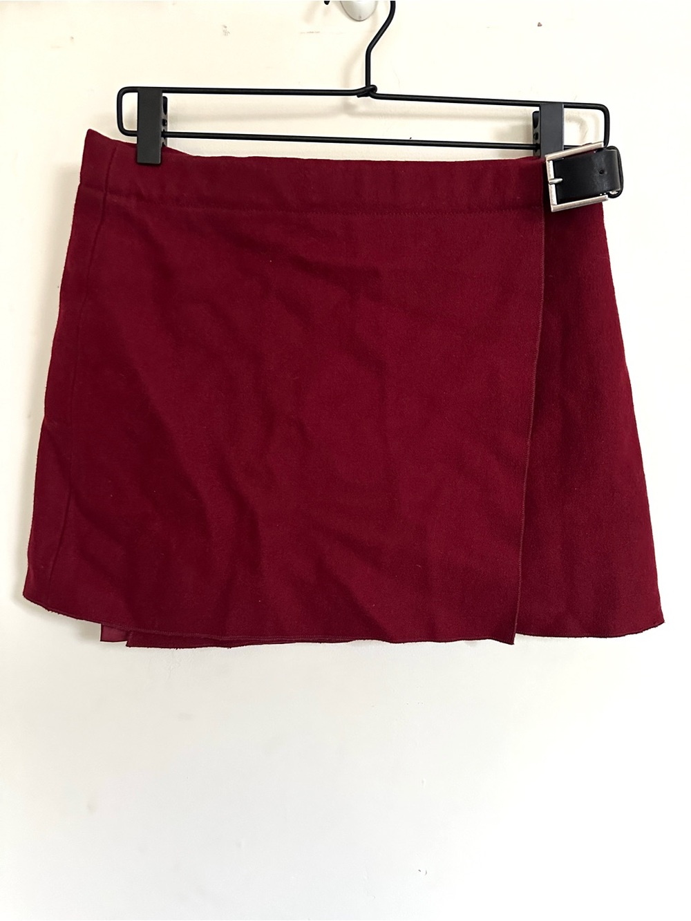 DKNY Wool-Blend Wrap Mini Skirt with Buckle